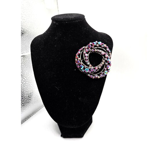 Large Vintage Florenza Signed Pink AB Rhinestone Love Knot Brooch Pin 1950s - Picture 2 of 7